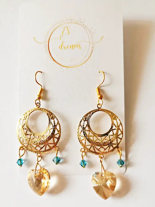 Uhani GOLDEN SUN s SWAROWSKI kristali